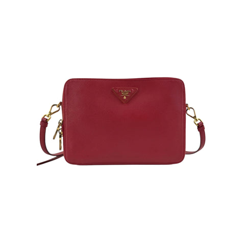 Prada Rosso Vitello Phenix Leather Crossbody Bag