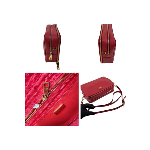 Prada Rosso Vitello Phenix Leather Crossbody Bag