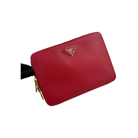Prada Rosso Vitello Phenix Leather Crossbody Bag