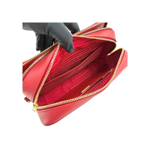 Prada Rosso Vitello Phenix Leather Crossbody Bag