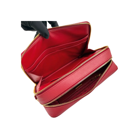 Prada Rosso Vitello Phenix Leather Crossbody Bag