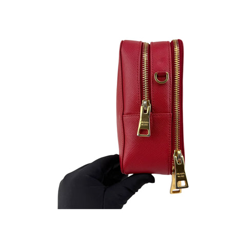 Prada Rosso Vitello Phenix Leather Crossbody Bag