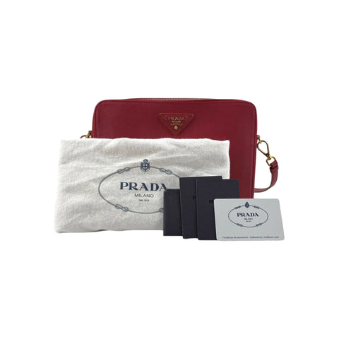 Prada Rosso Vitello Phenix Leather Crossbody Bag