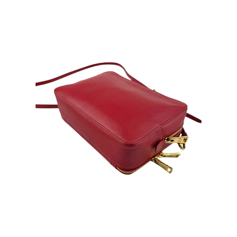 Prada Rosso Vitello Phenix Leather Crossbody Bag
