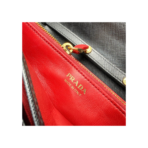 Prada Saffiano Metal Oro Chain Wallet Black