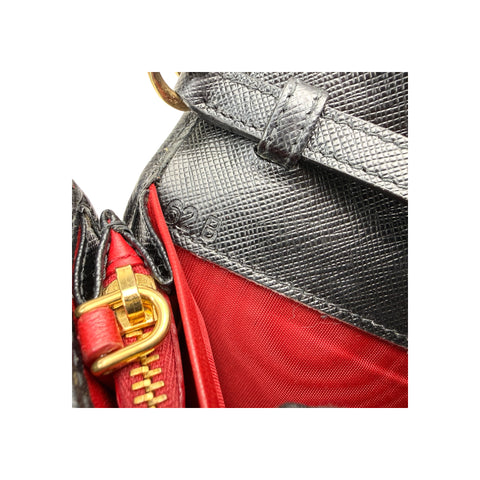 Prada Saffiano Metal Oro Chain Wallet Black