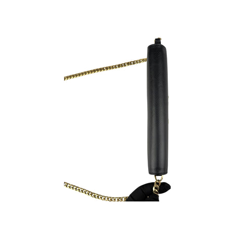Prada Saffiano Metal Oro Chain Wallet Black