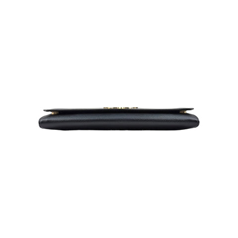 Prada Saffiano Metal Oro Chain Wallet Black