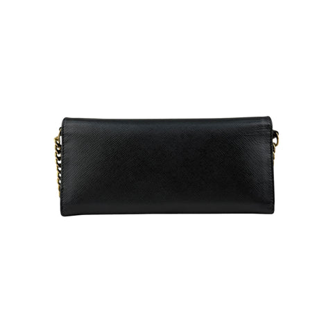 Prada Saffiano Metal Oro Chain Wallet Black