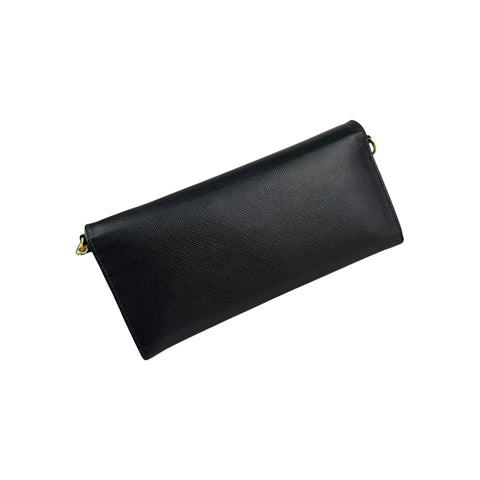 Prada Saffiano Metal Oro Chain Wallet Black