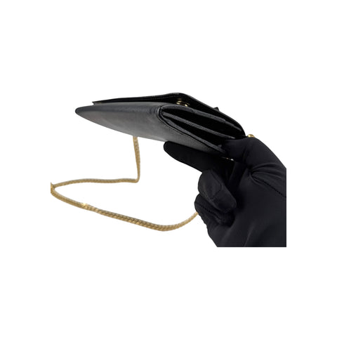 Prada Saffiano Metal Oro Chain Wallet Black