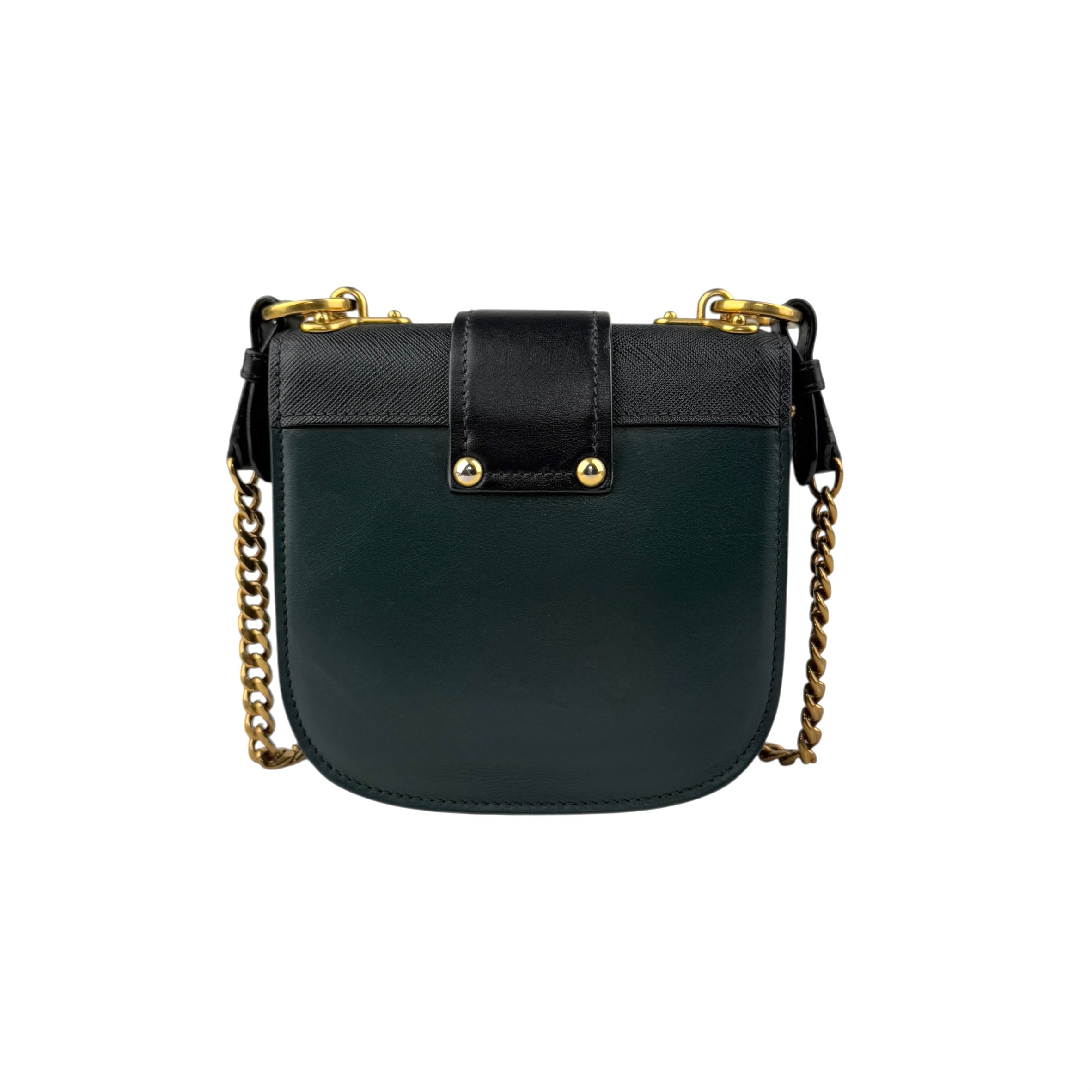 prada pionniere city green leather crossbody bag back