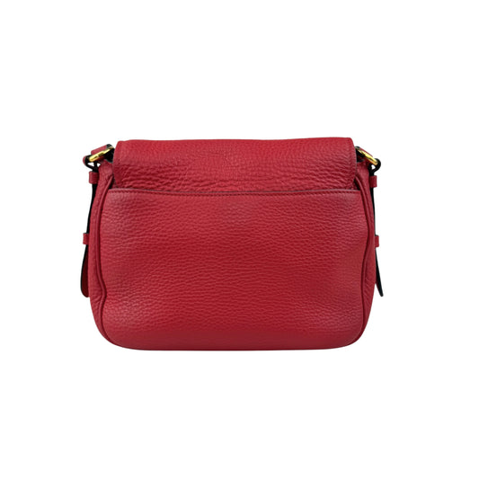 prada red leather buckle flap shoulder bag back