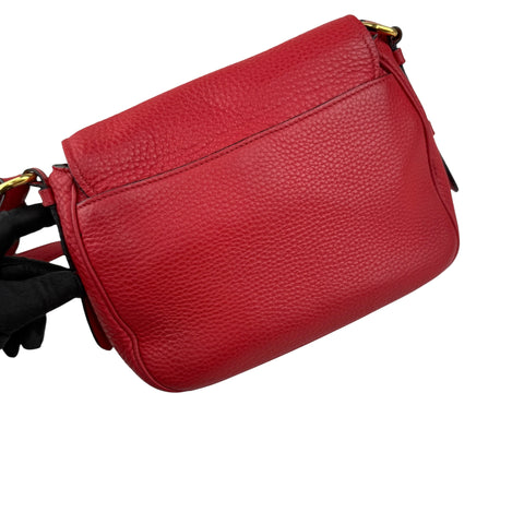 prada red leather buckle flap shoulder bag left back 45