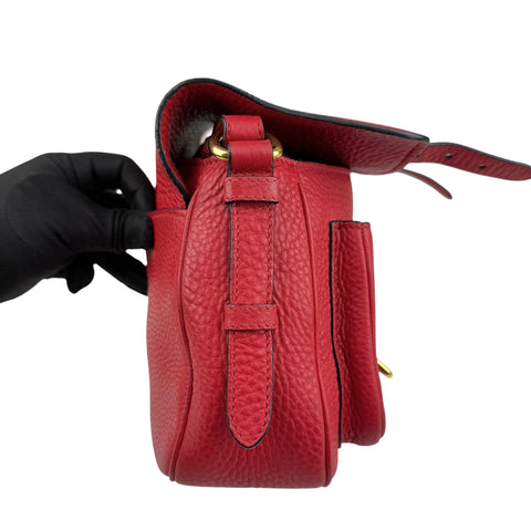 prada red leather buckle flap shoulder bag left
