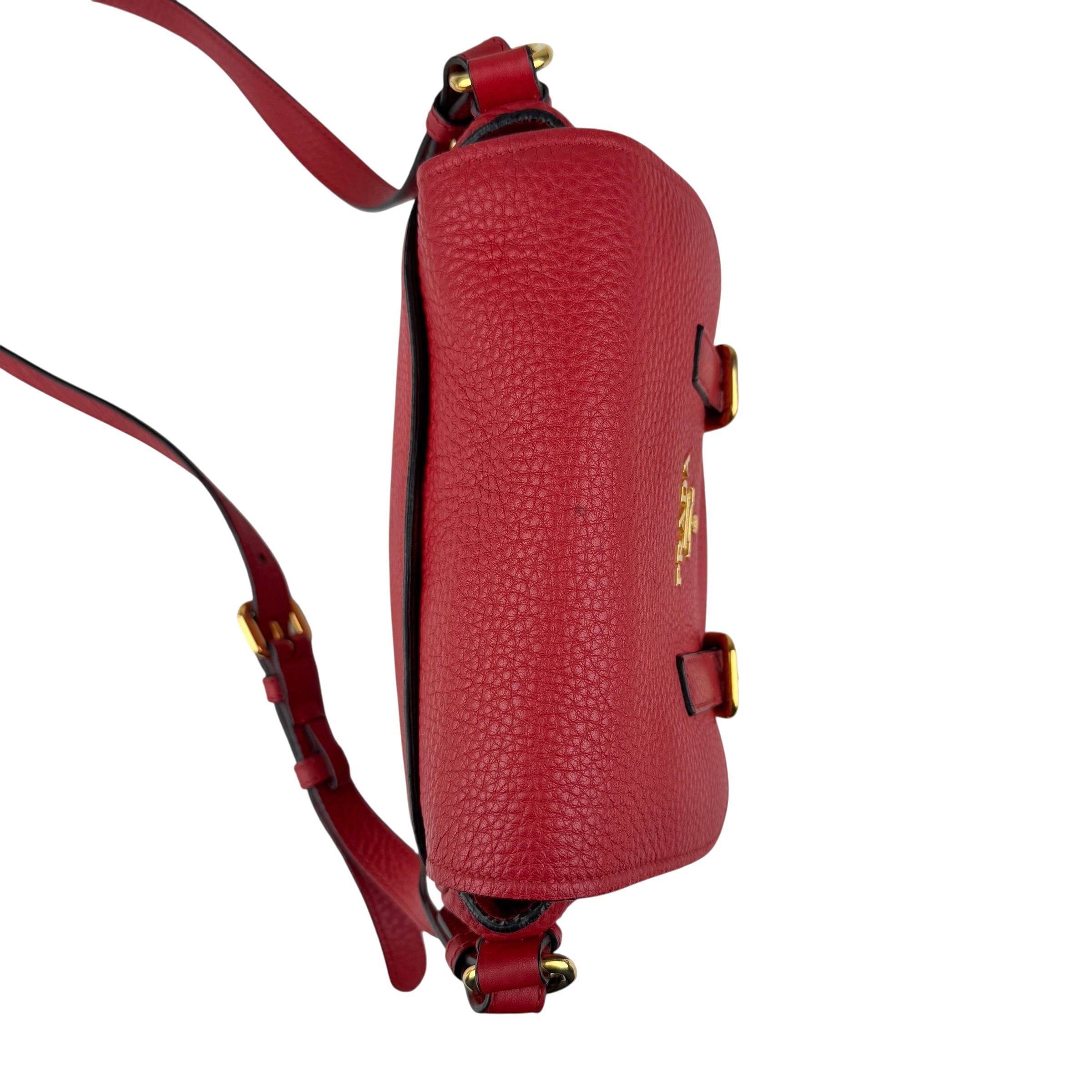 prada red leather buckle flap shoulder bag top