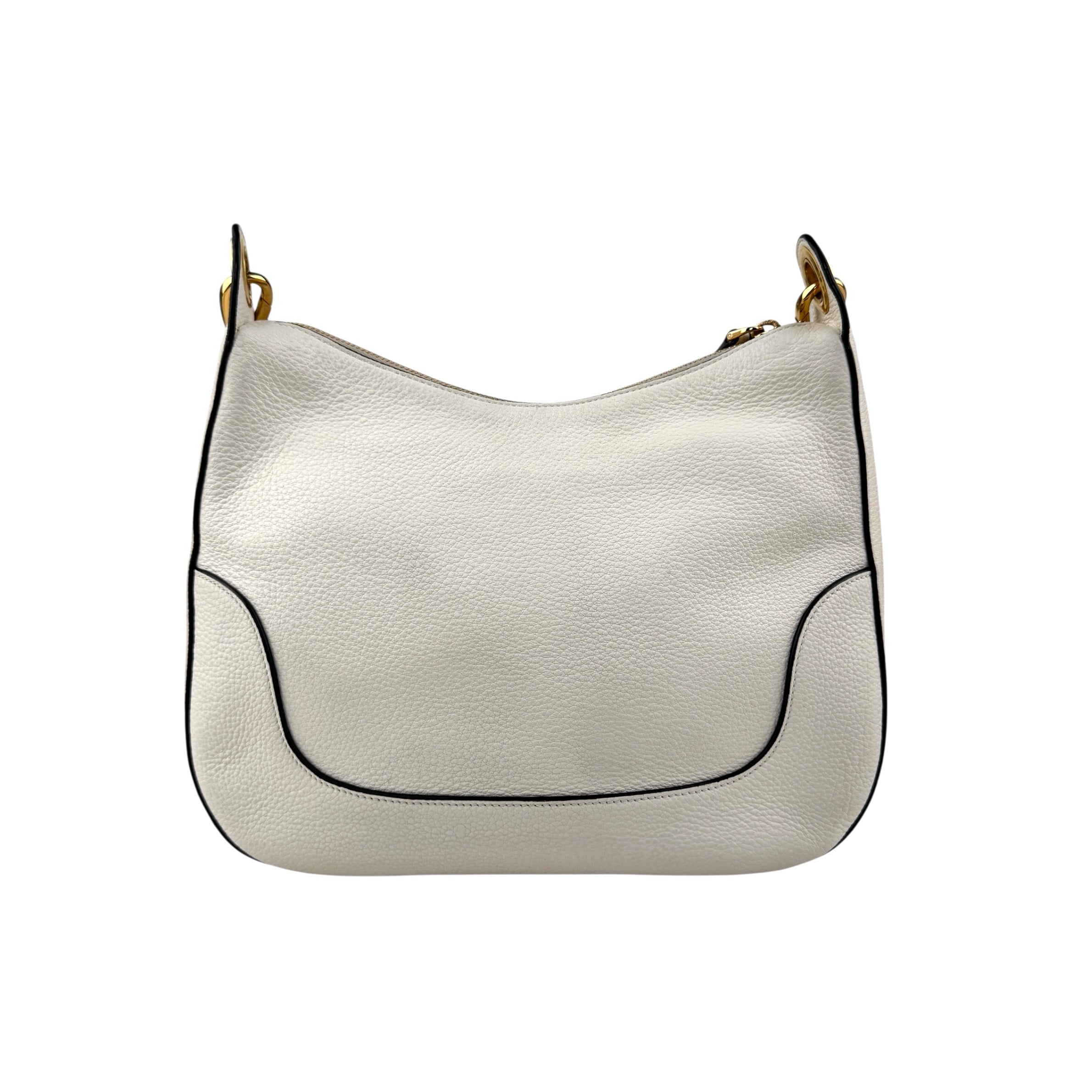 prada vitello daino zippered hobo messenger bag white back
