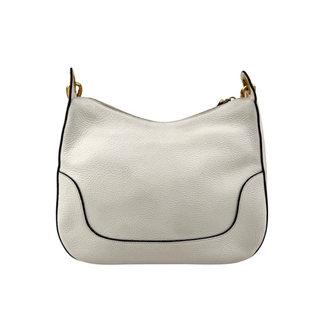 prada vitello daino zippered hobo messenger bag white back