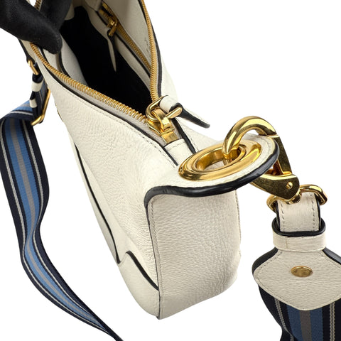 prada vitello daino zippered hobo messenger bag white hardware detail