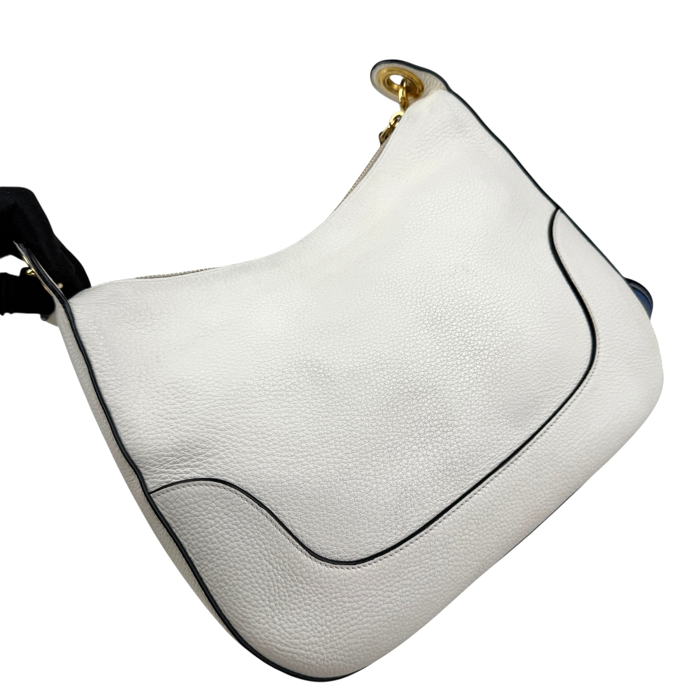 prada vitello daino zippered hobo messenger bag white left back 45
