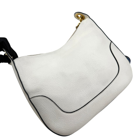 prada vitello daino zippered hobo messenger bag white left back 45