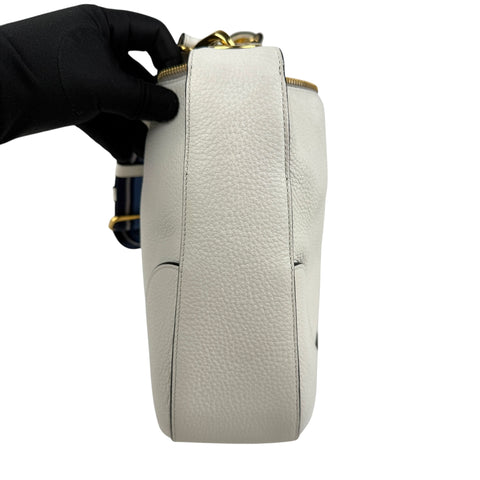 prada vitello daino zippered hobo messenger bag white left