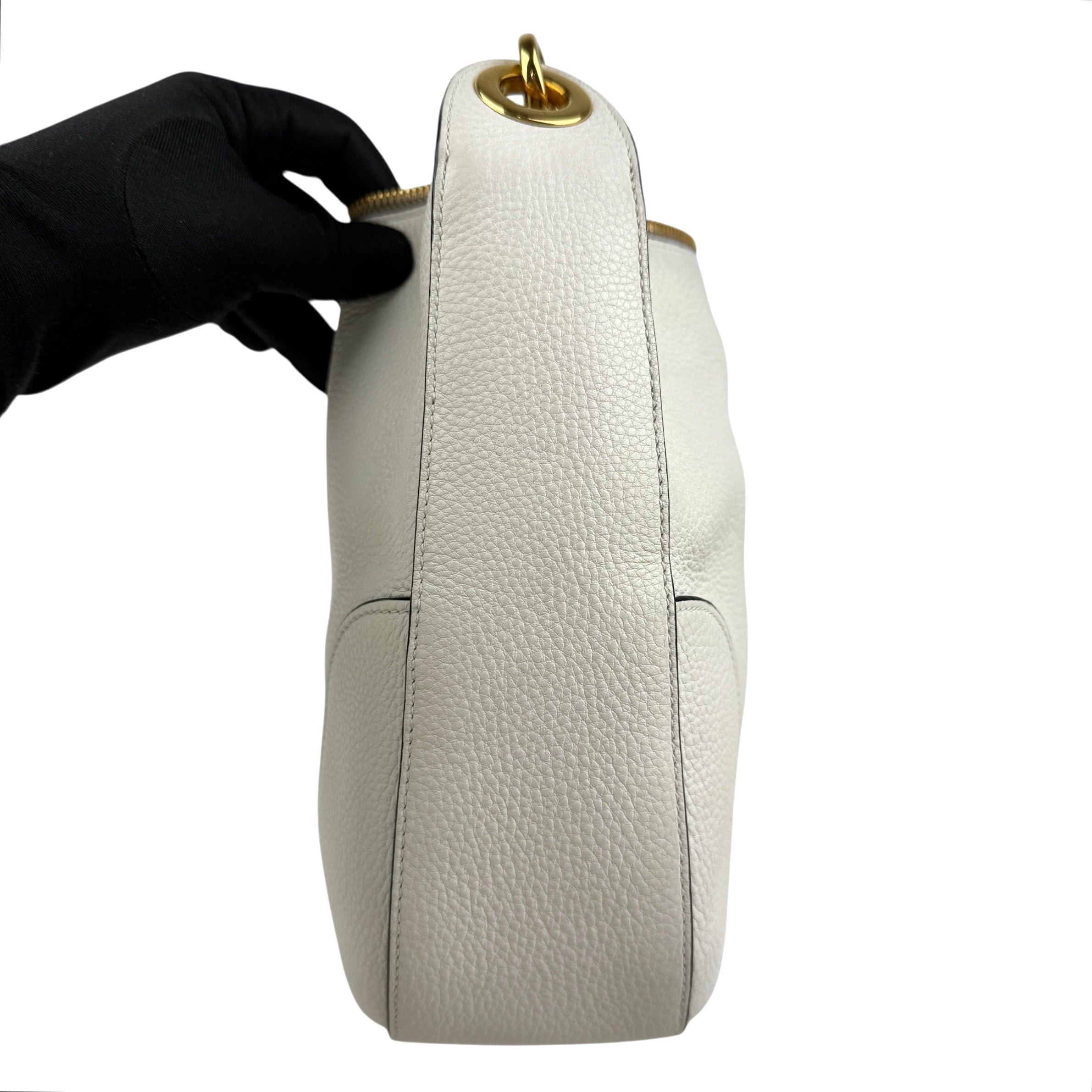 prada vitello daino zippered hobo messenger bag white right