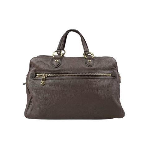 Miu Miu Brown Leather Fold-Over Satchel Bag