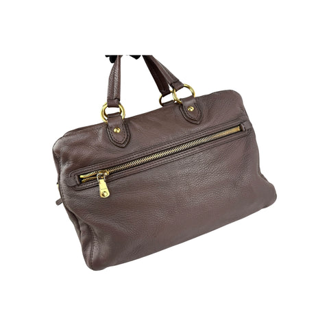 Miu Miu Brown Leather Fold-Over Satchel Bag