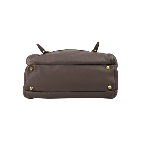 Miu Miu Brown Leather Fold-Over Satchel Bag