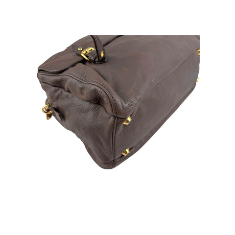 Miu Miu Brown Leather Fold-Over Satchel Bag