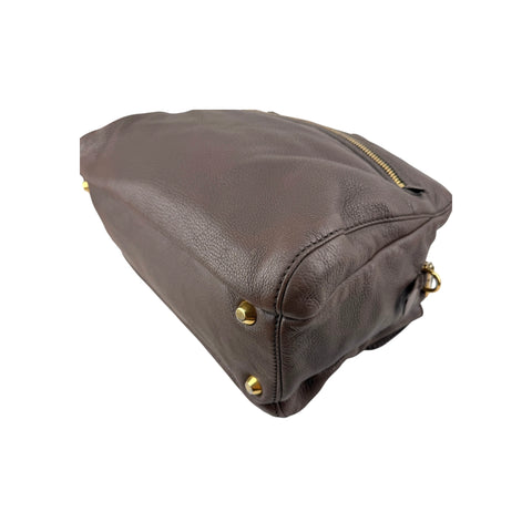 Miu Miu Brown Leather Fold-Over Satchel Bag