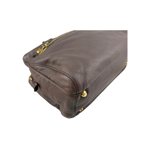 Miu Miu Brown Leather Fold-Over Satchel Bag