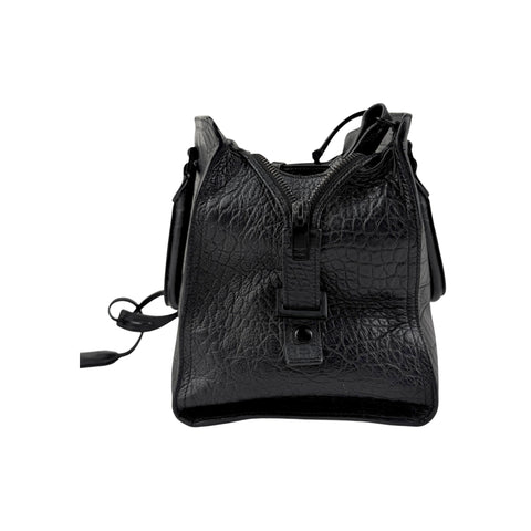 Saint Laurent Black Croc Embossed Leather Small Monogram Cabas Bag