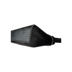 Saint Laurent Black Crocodile Embossed Patent Leather Manhattan Small Flap Bag