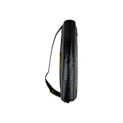 Saint Laurent Black Crocodile Embossed Patent Leather Manhattan Small Flap Bag