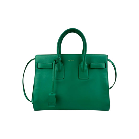 Saint Laurent Green Leather Sac de Jour Bag