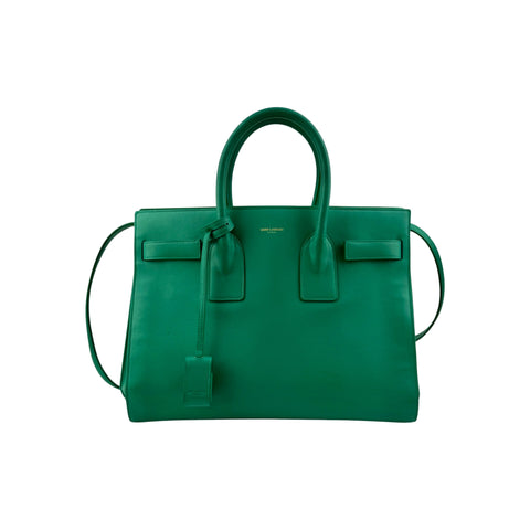 Saint Laurent Green Leather Sac de Jour Bag
