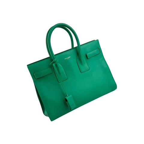 Saint Laurent Green Leather Sac de Jour Bag