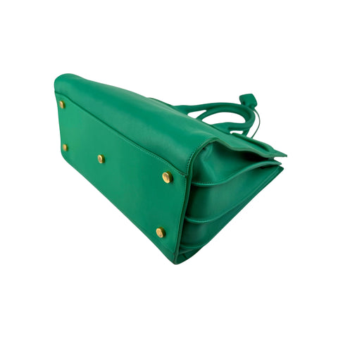 Saint Laurent Green Leather Sac de Jour Bag