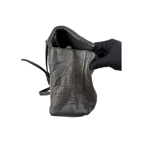 Saint Laurent Grey Croc Embossed Nubuck Medium Nikki Bag