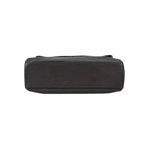 Saint Laurent Grey Croc Embossed Nubuck Medium Nikki Bag