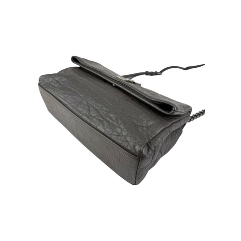 Saint Laurent Grey Croc Embossed Nubuck Medium Nikki Bag