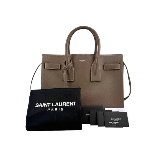 Saint Laurent Light Brown Leather Nano Classic Sac De Jour Tote