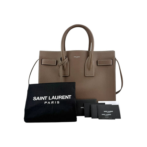 Saint Laurent Light Brown Leather Nano Classic Sac De Jour Tote