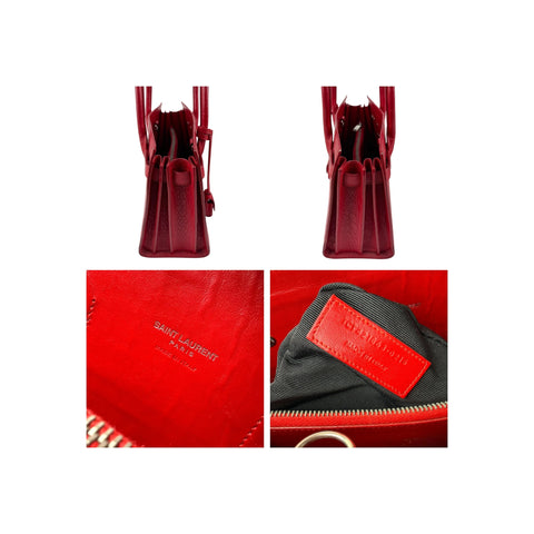 Saint Laurent Red Crocodile Embossed Leather Small Sac de Jour Tote Bag