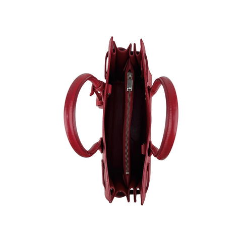 Saint Laurent Red Crocodile Embossed Leather Small Sac de Jour Tote Bag