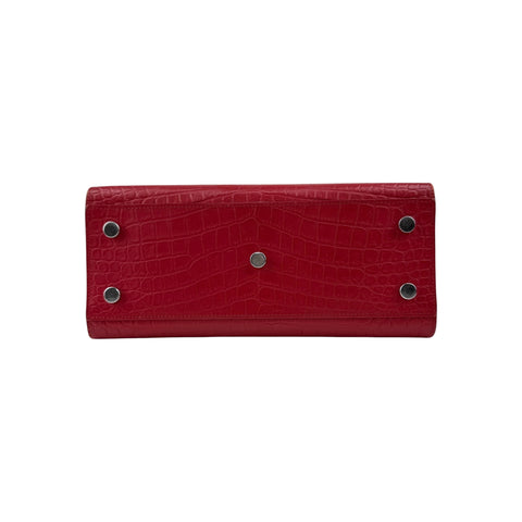 Saint Laurent Red Crocodile Embossed Leather Small Sac de Jour Tote Bag