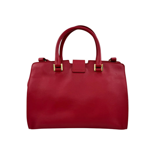 Saint Laurent Tote Downtown Cabas Satchel in Red, Calfskin Leather
