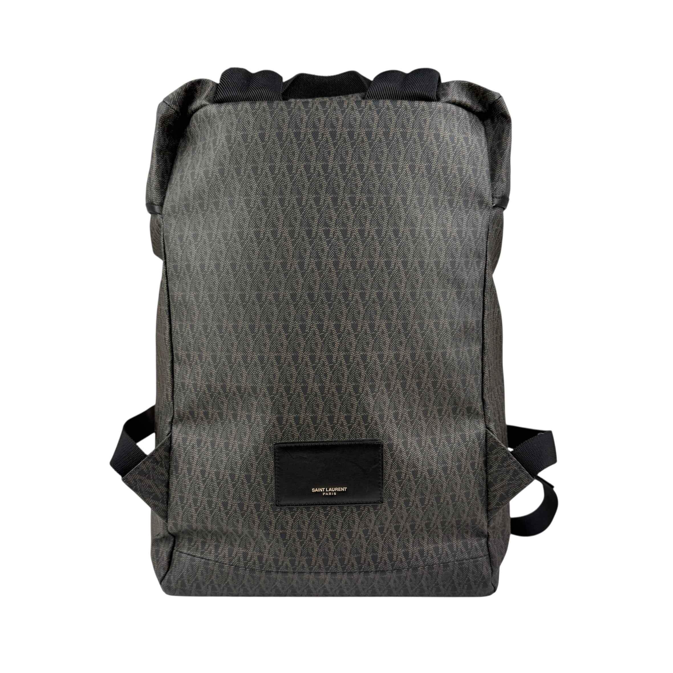 saint laurent monogram coated canvas backpack brown back